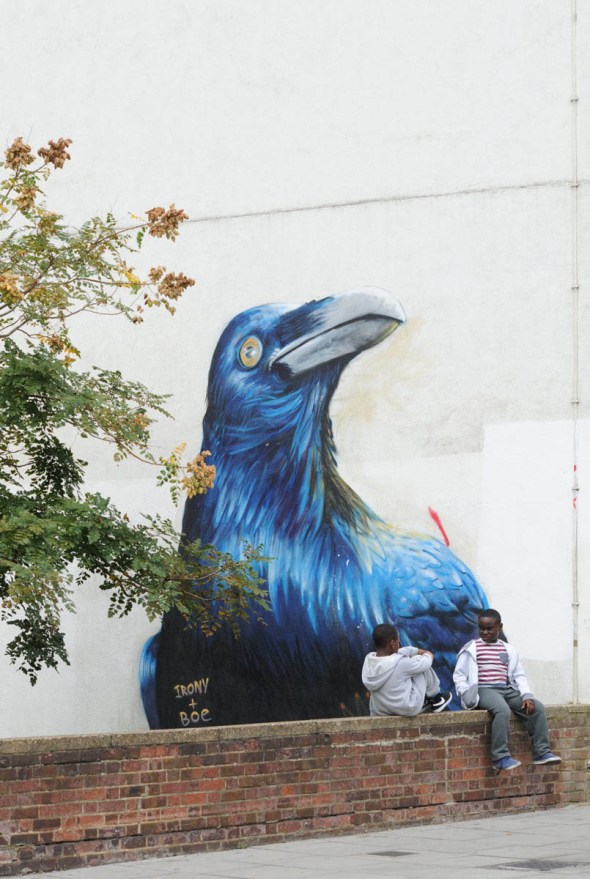Irony and Boe bird, Broadway Market, Hackney, 2014.